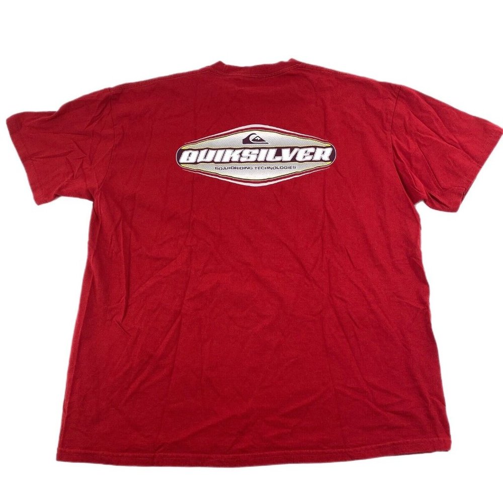 Vintage Quiksilver Double Sided Spell Out Graphic T-Shirt Surf Skate Size XL